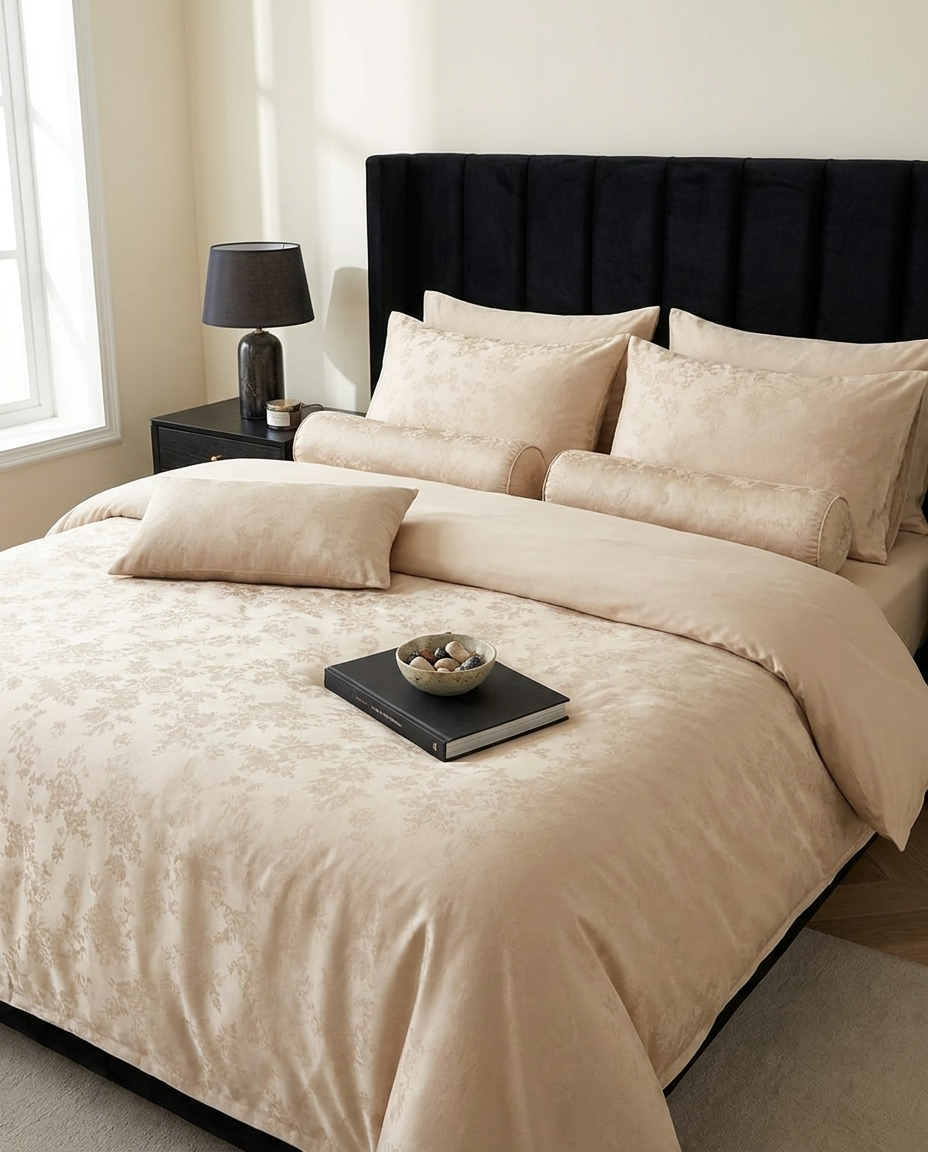 Premium Jacquard Cotton 4-Piece Quilt Cover Set