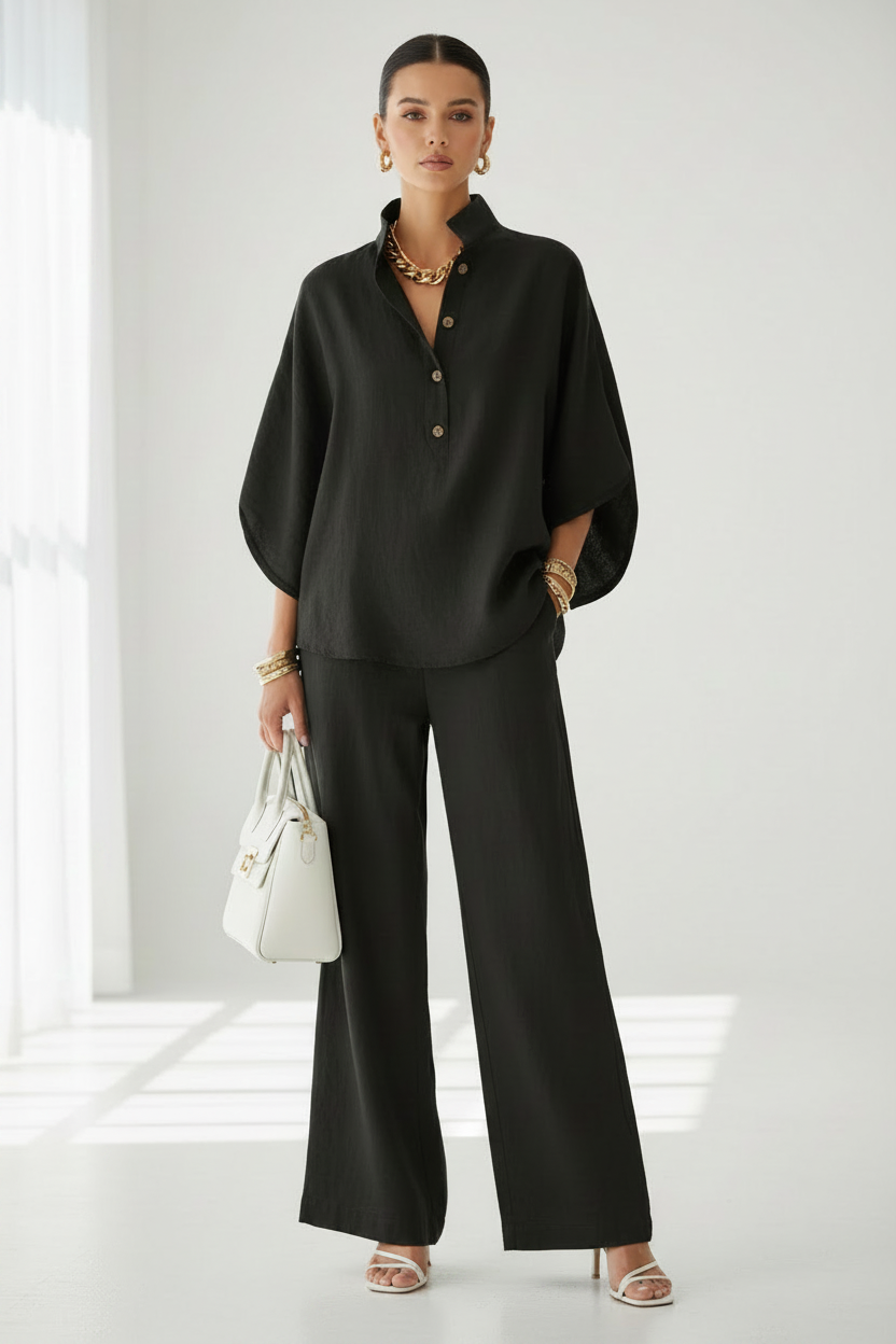 Plus Relaxed Cotton Linen Lounge Set