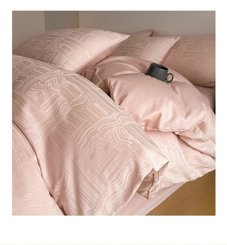 A-Class 100% Cotton Jacquard Bedding Set Single Double Queen King Size Duvet Cover Bedsheet Pillowcase Luxury Quilt Cover Set