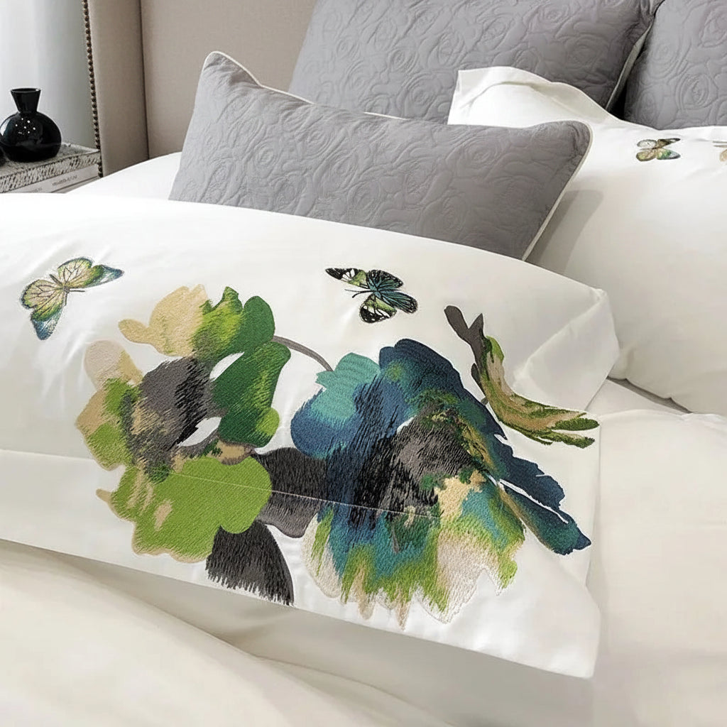 800TC Egyptian Cotton Embroidered White Bedding