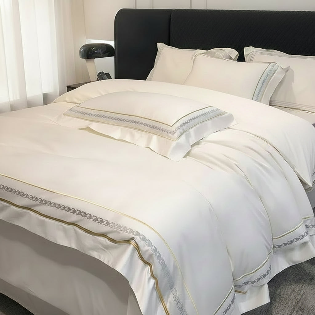 Hotel Collection Embroidered Cotton Quilt Cover Set