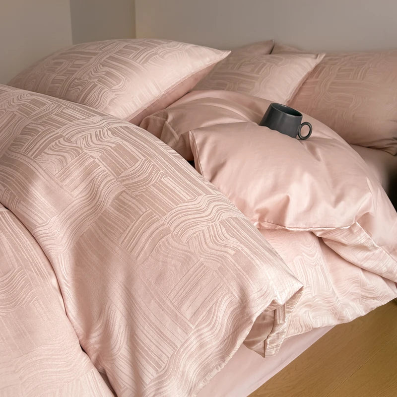 A-Class 100% Cotton Jacquard Bedding Set Single Double Queen King Size Duvet Cover Bedsheet Pillowcase Luxury Quilt Cover Set