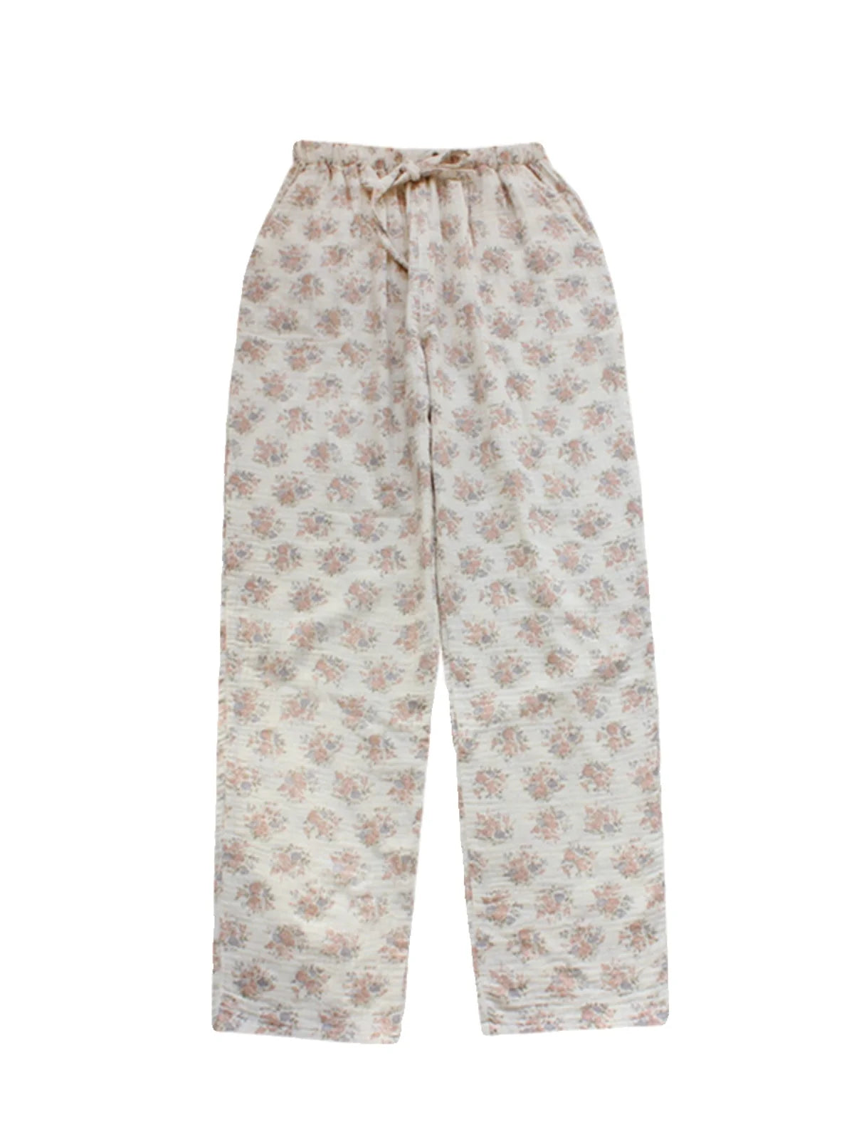 Floral Cotton High Waist Pants