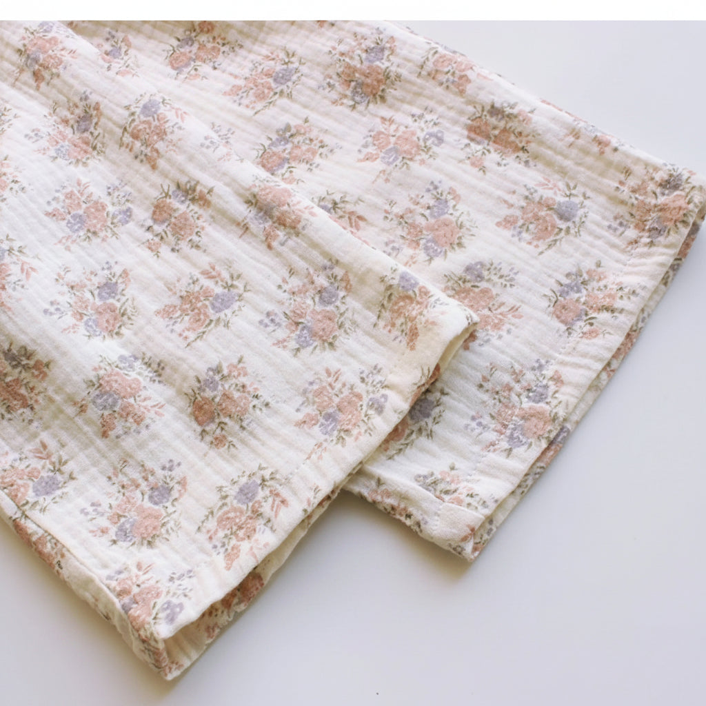 Floral Cotton High Waist Pants