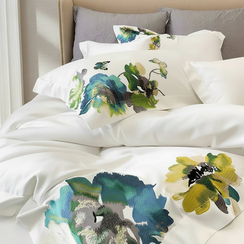 800TC Egyptian Cotton Embroidered White Bedding