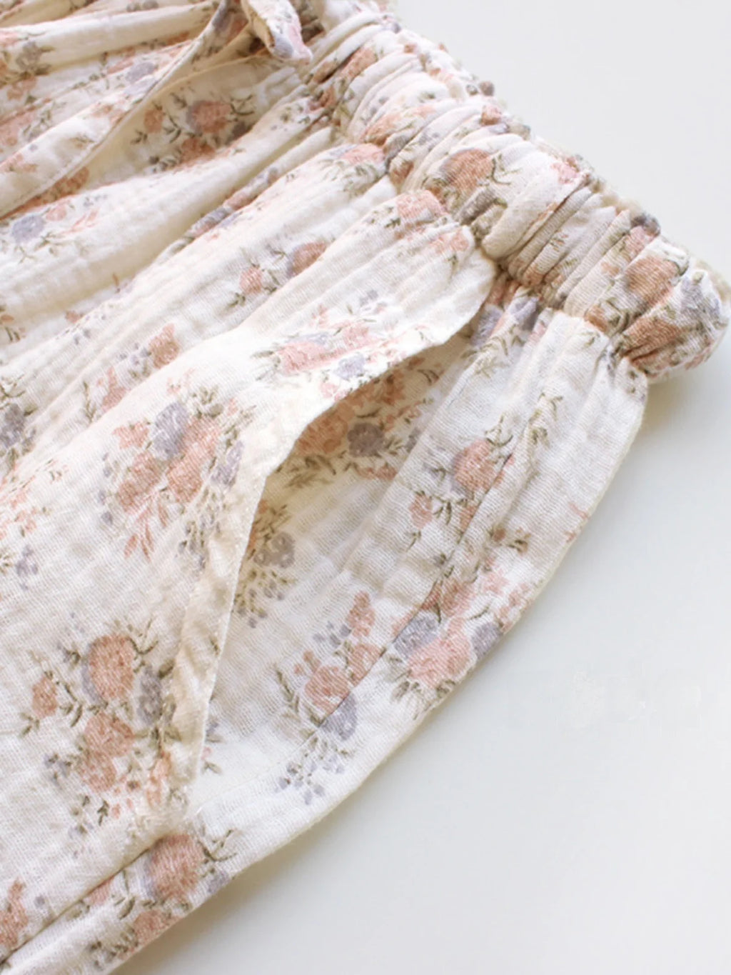 Floral Cotton High Waist Pants