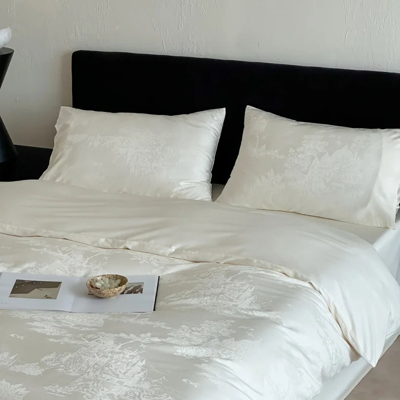 Premium Jacquard Cotton 4-Piece Quilt Cover Set