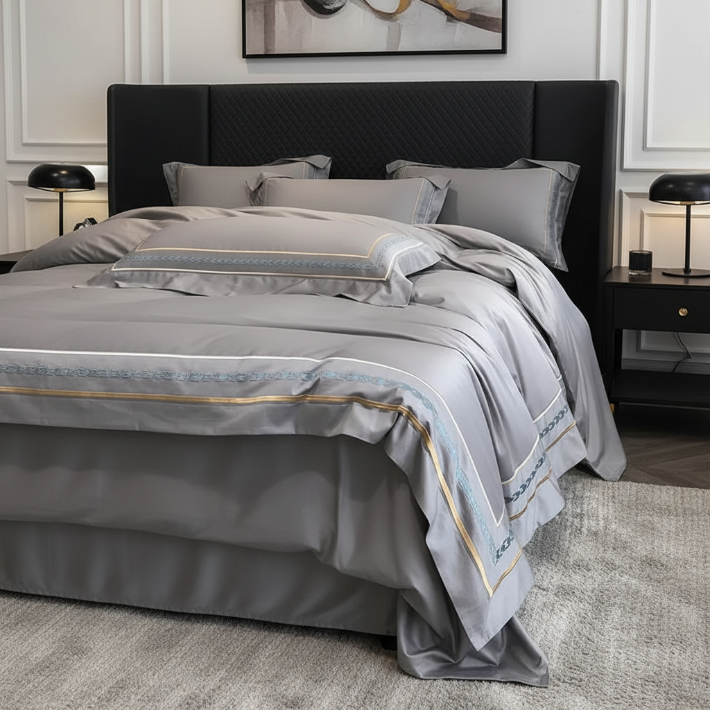 Egyptian Cotton Embroidery Duvet Cover Set