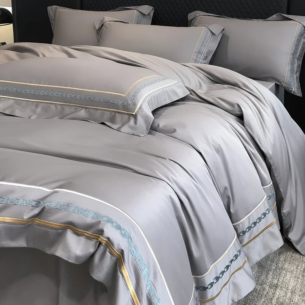Hotel Collection Embroidered Cotton Quilt Cover Set