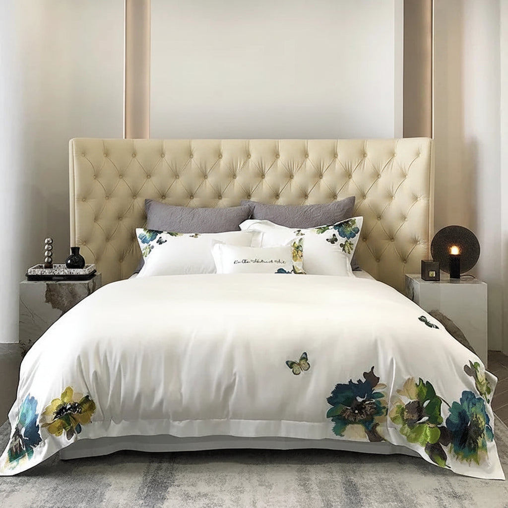 800TC Egyptian Cotton Embroidered White Bedding