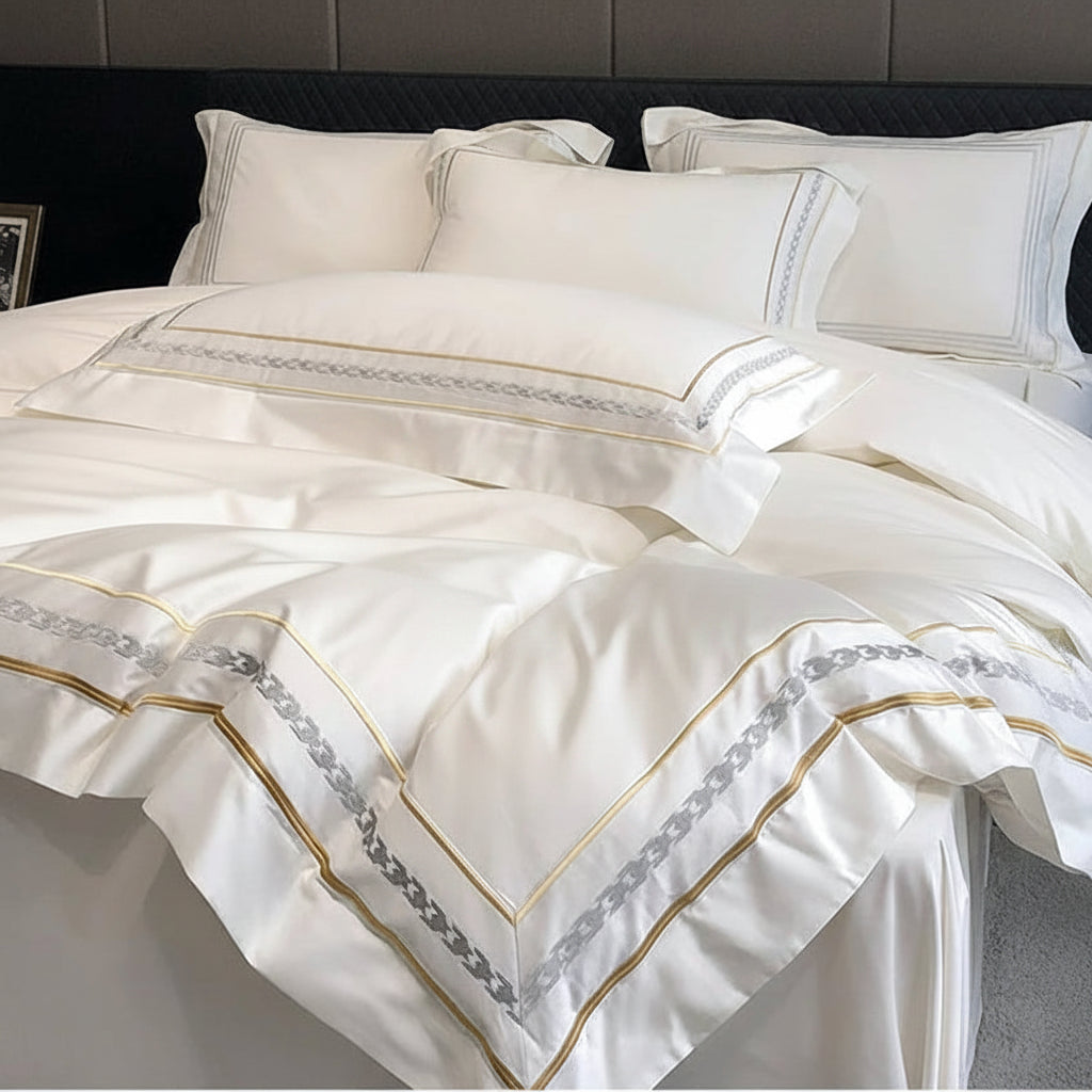 Egyptian Cotton Embroidery Duvet Cover Set
