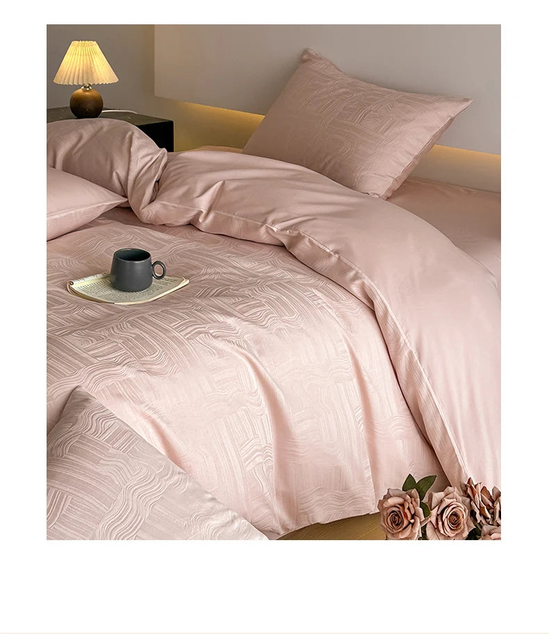 A-Class 100% Cotton Jacquard Bedding Set Single Double Queen King Size Duvet Cover Bedsheet Pillowcase Luxury Quilt Cover Set