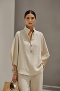 Plus Relaxed Cotton Linen Lounge Set