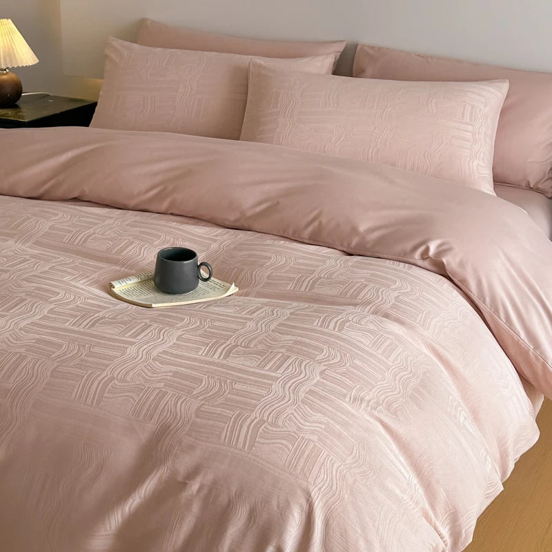 A-Class 100% Cotton Jacquard Bedding Set Single Double Queen King Size Duvet Cover Bedsheet Pillowcase Luxury Quilt Cover Set