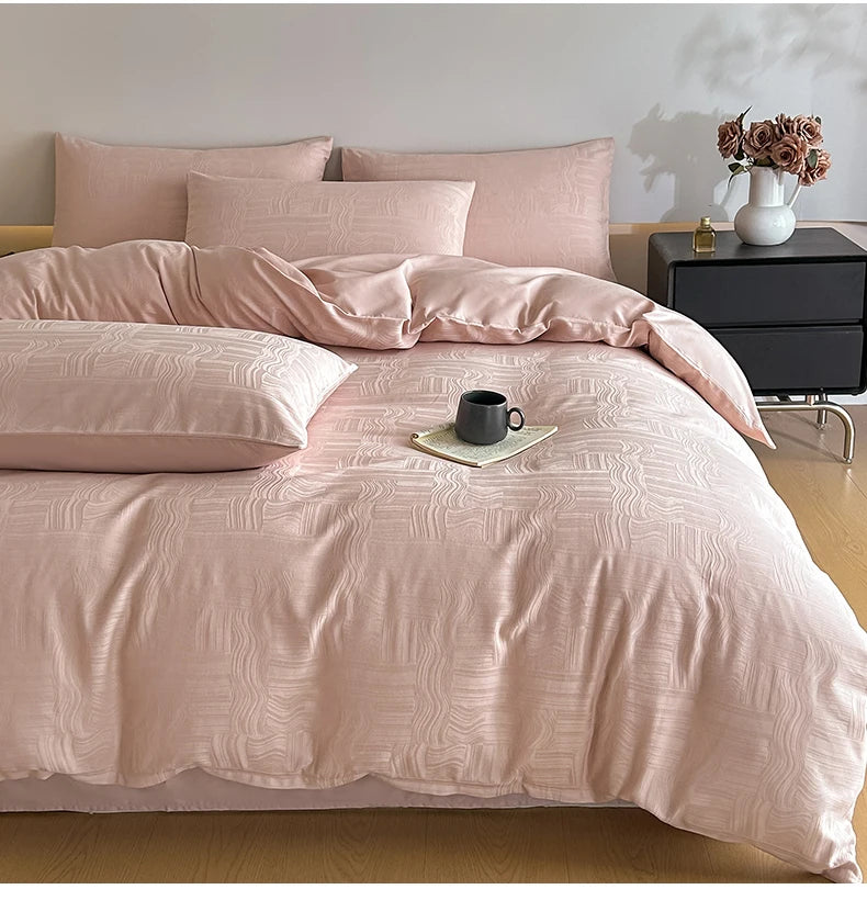 A-Class 100% Cotton Jacquard Bedding Set Single Double Queen King Size Duvet Cover Bedsheet Pillowcase Luxury Quilt Cover Set