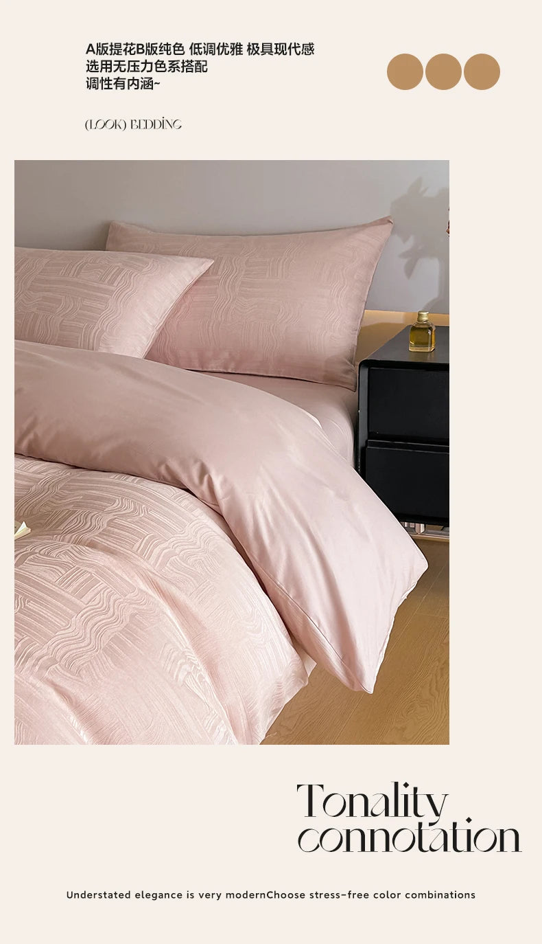 A-Class 100% Cotton Jacquard Bedding Set Single Double Queen King Size Duvet Cover Bedsheet Pillowcase Luxury Quilt Cover Set