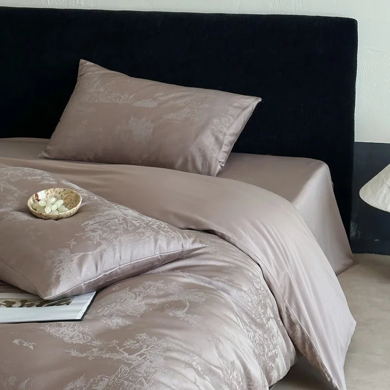 Premium Jacquard Cotton 4-Piece Quilt Cover Set
