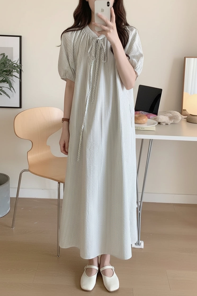 Stripe Short Sleeve Nightgown